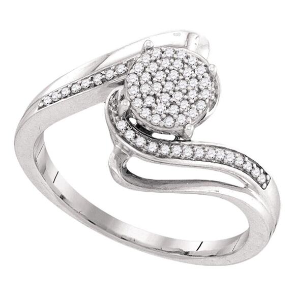 0.20cttw Diamond Cluster Bridal Wedding Engagement Ring Sterling Silver - Picture 1 of 1